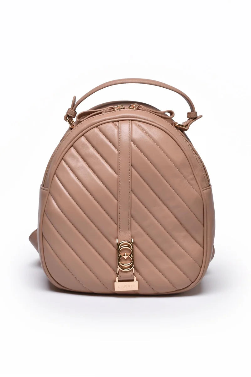 Leather Backpack - Beige