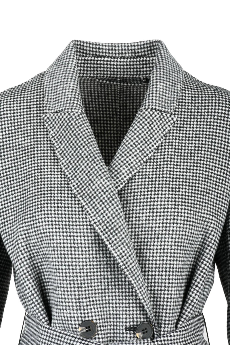 Double-Breasted Coat - Black/White