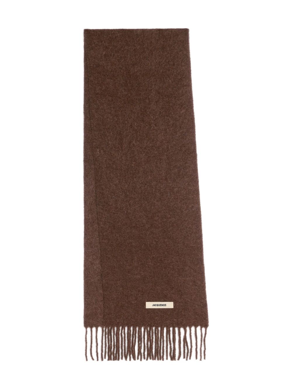 Rectangular Brown Scarf with Fringed Edges