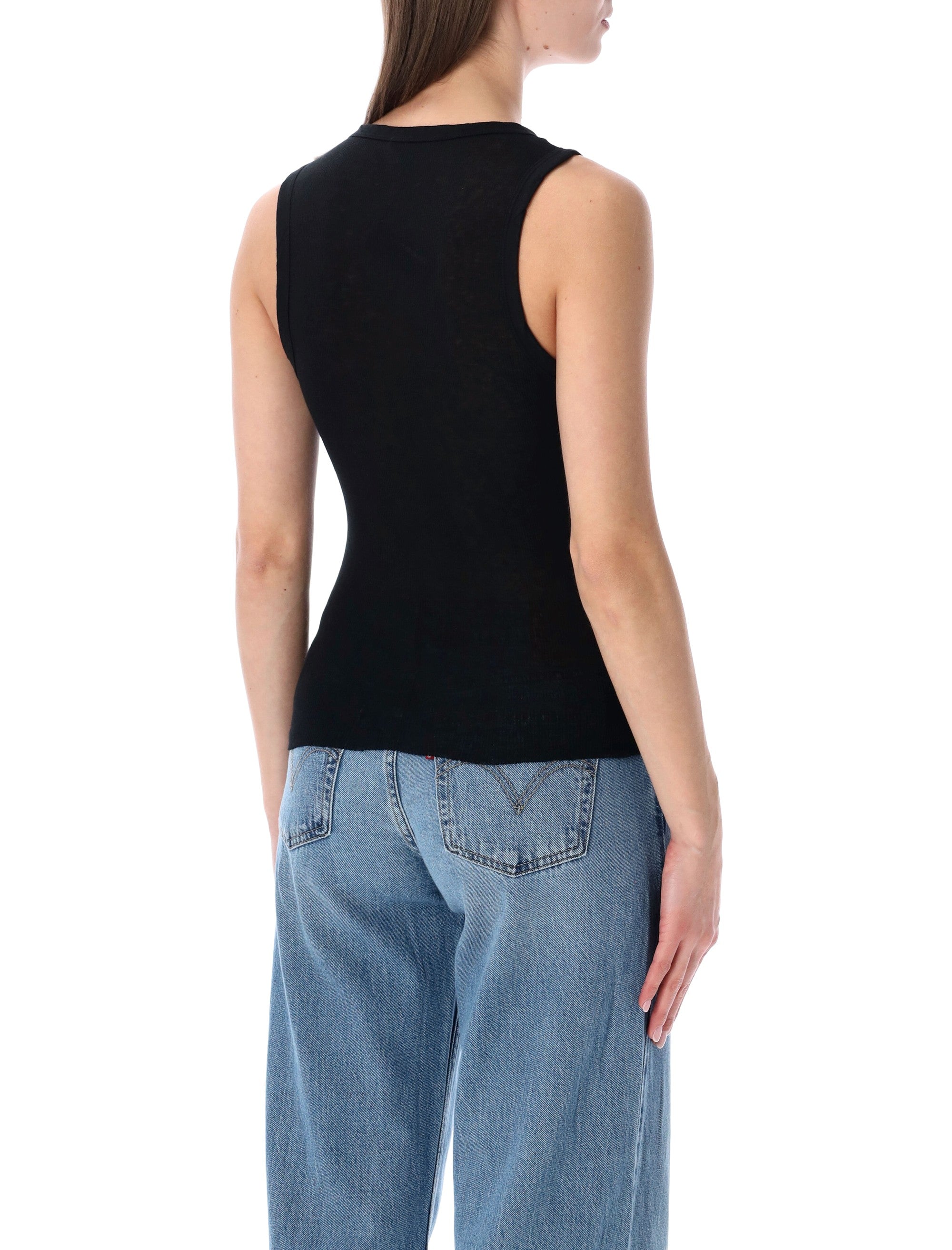 Cotton And Cashmere Rib Shell Top
