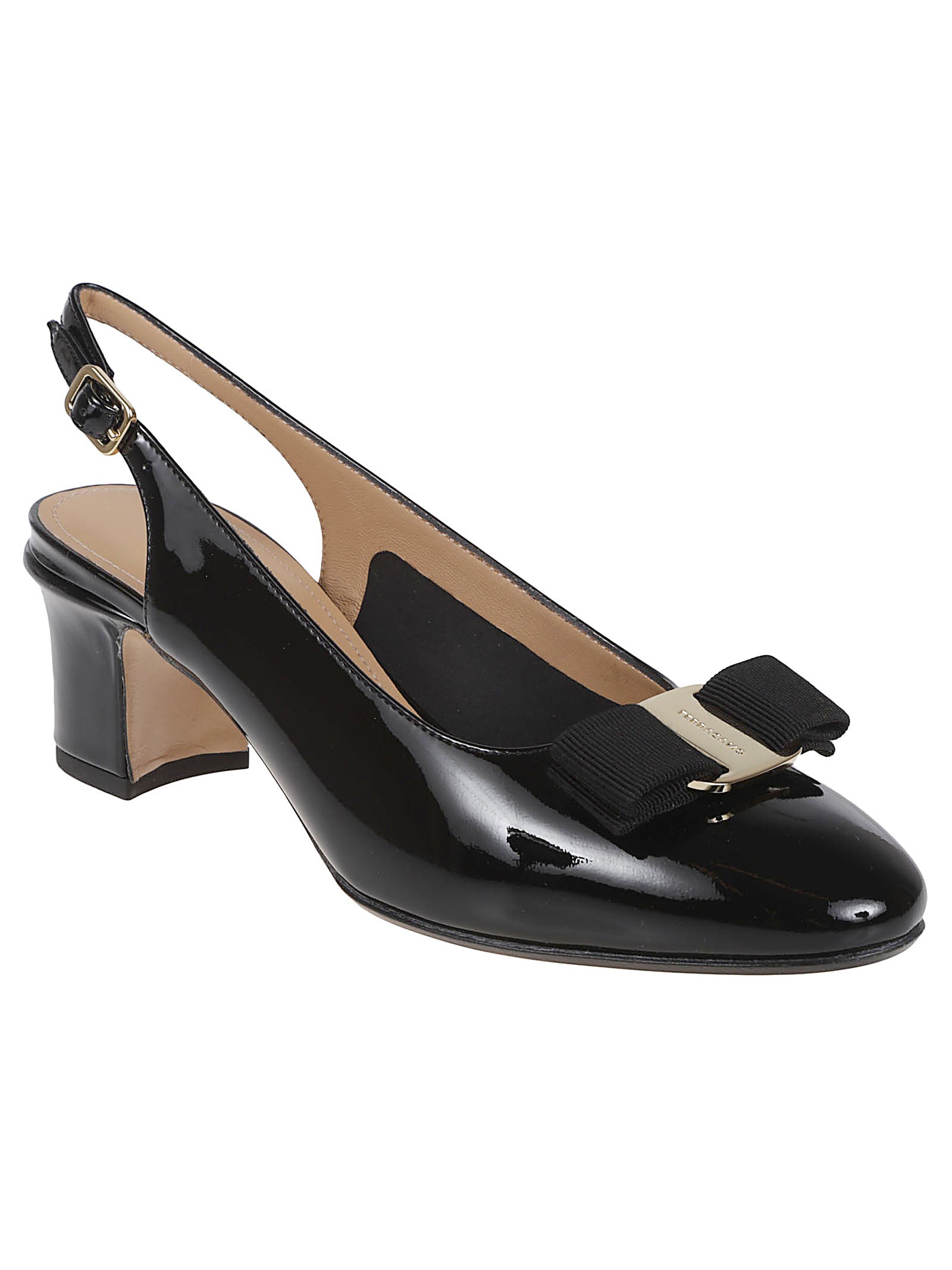 Slingback Shoes with Pointed Toe and Grosgrain Bow