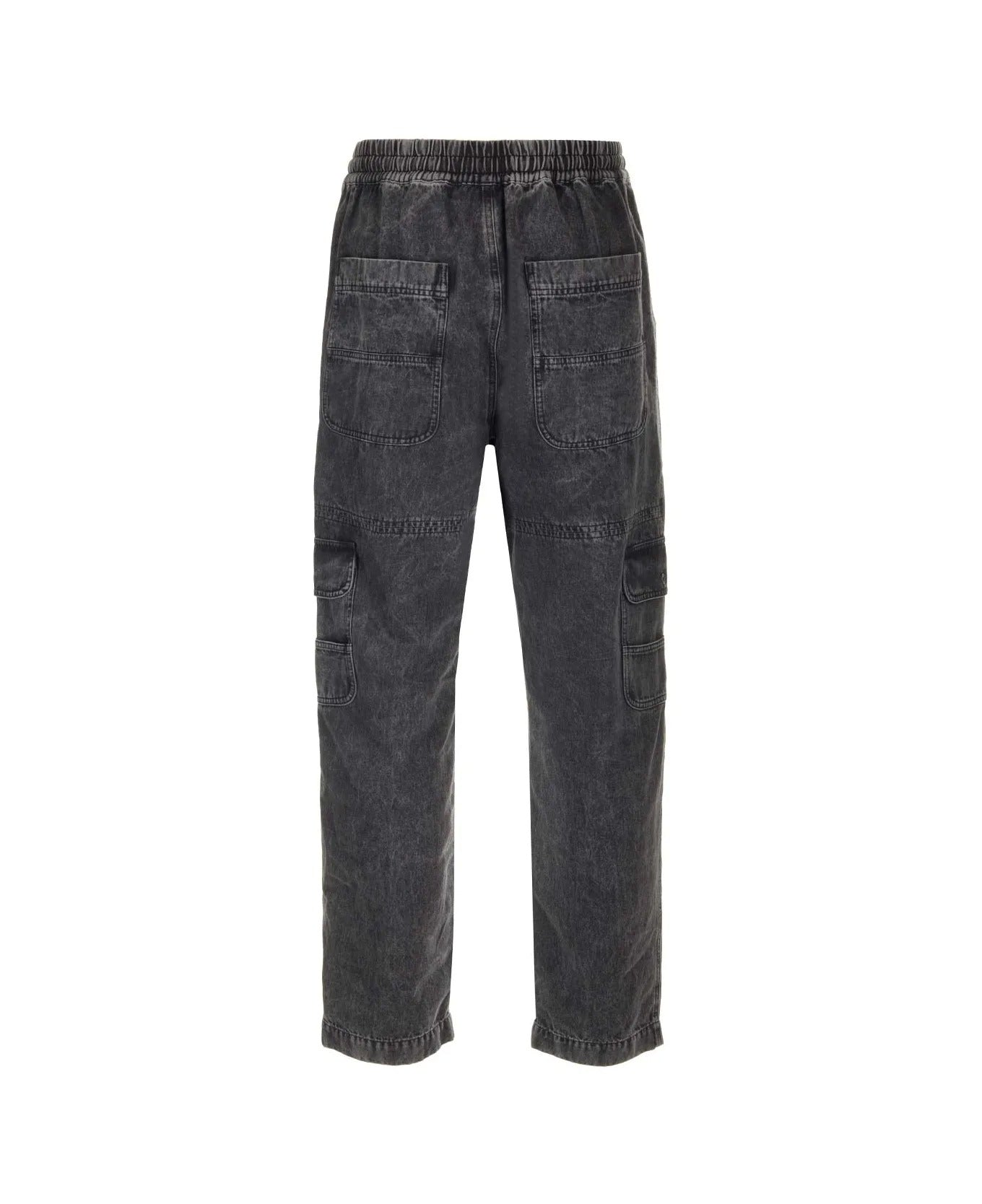 Relaxed Fit Black Denim Pants with Adjustable Waistband