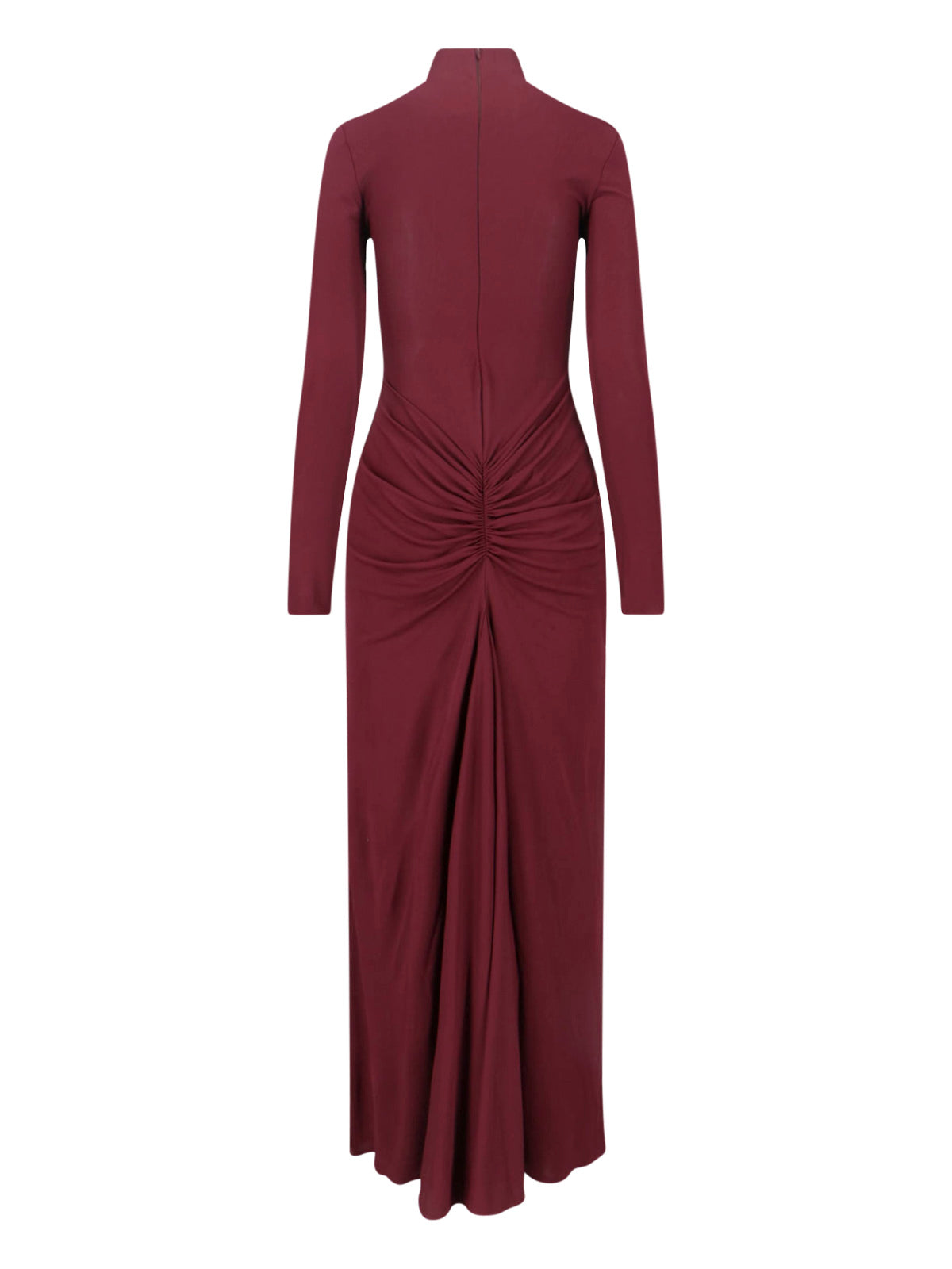 Bordeaux Draped High Neck Maxi Dress