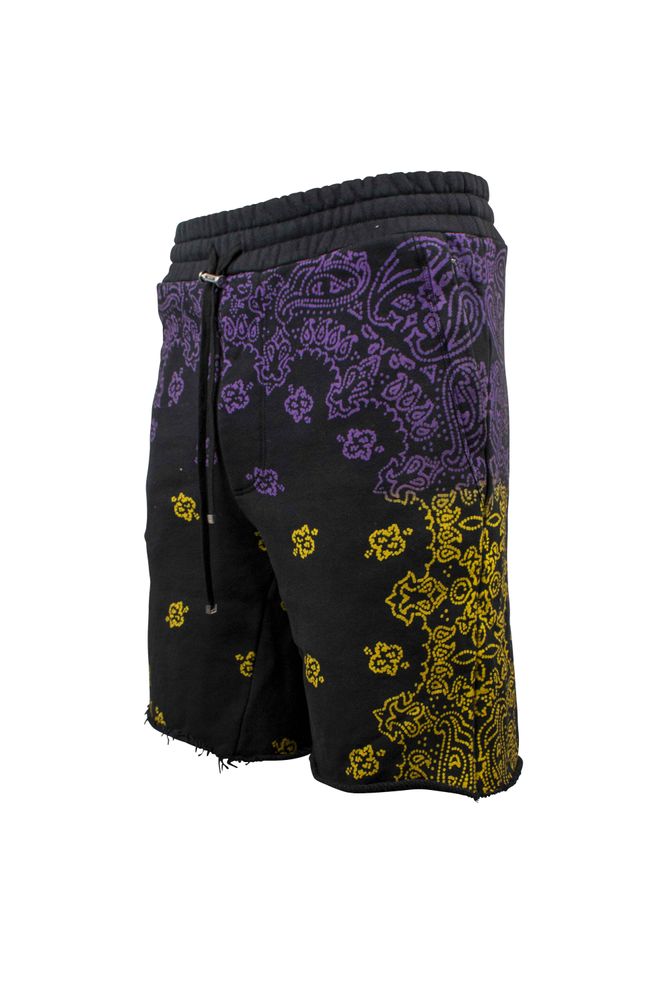 Printed Black Cotton Shorts With Bandana Design
