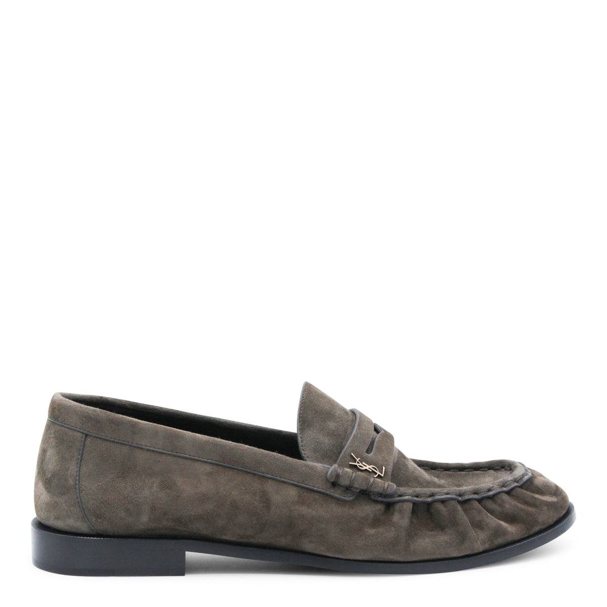 Hand-Stitched Dark Brown Suede Loafers