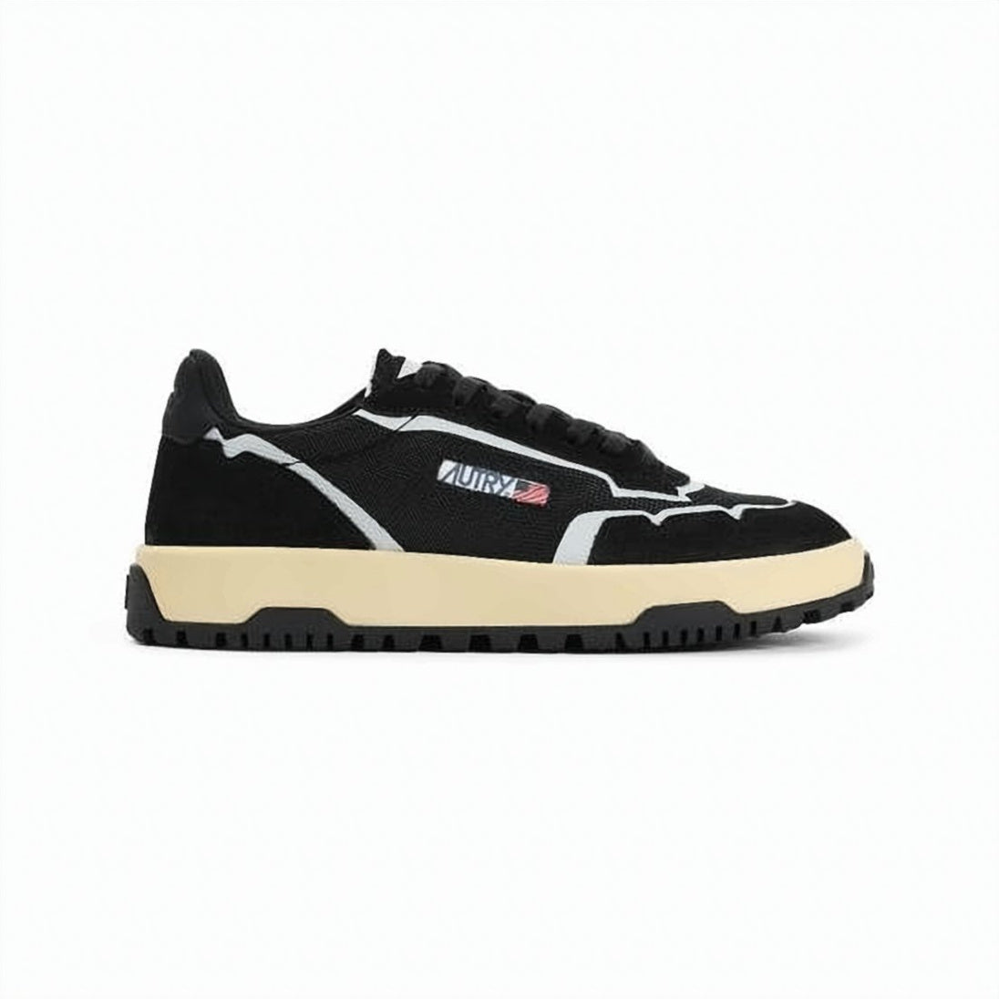 Black Mesh and Leather Sneakers