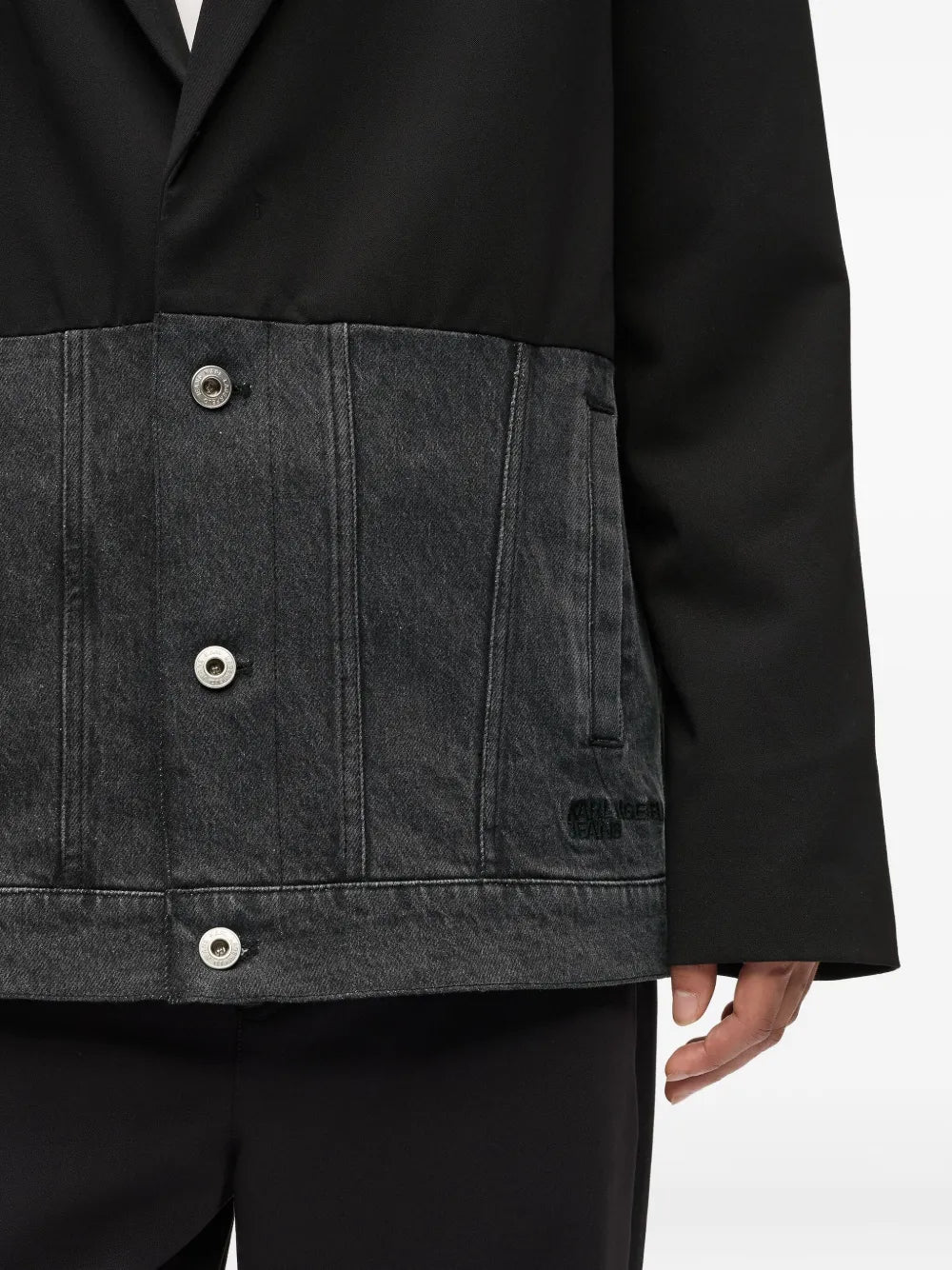Two-Tone Denim-Inspired Blazer with Classic Lapel