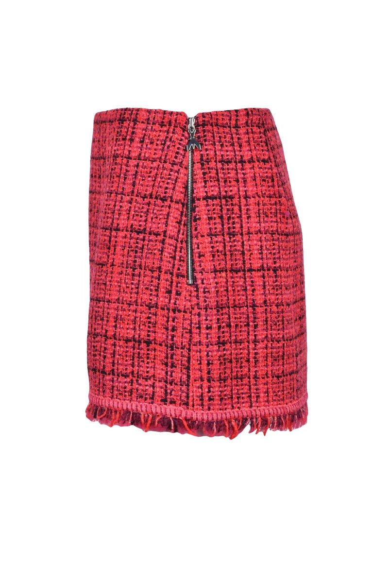 Mini Bouclé Skirt - Red/Black