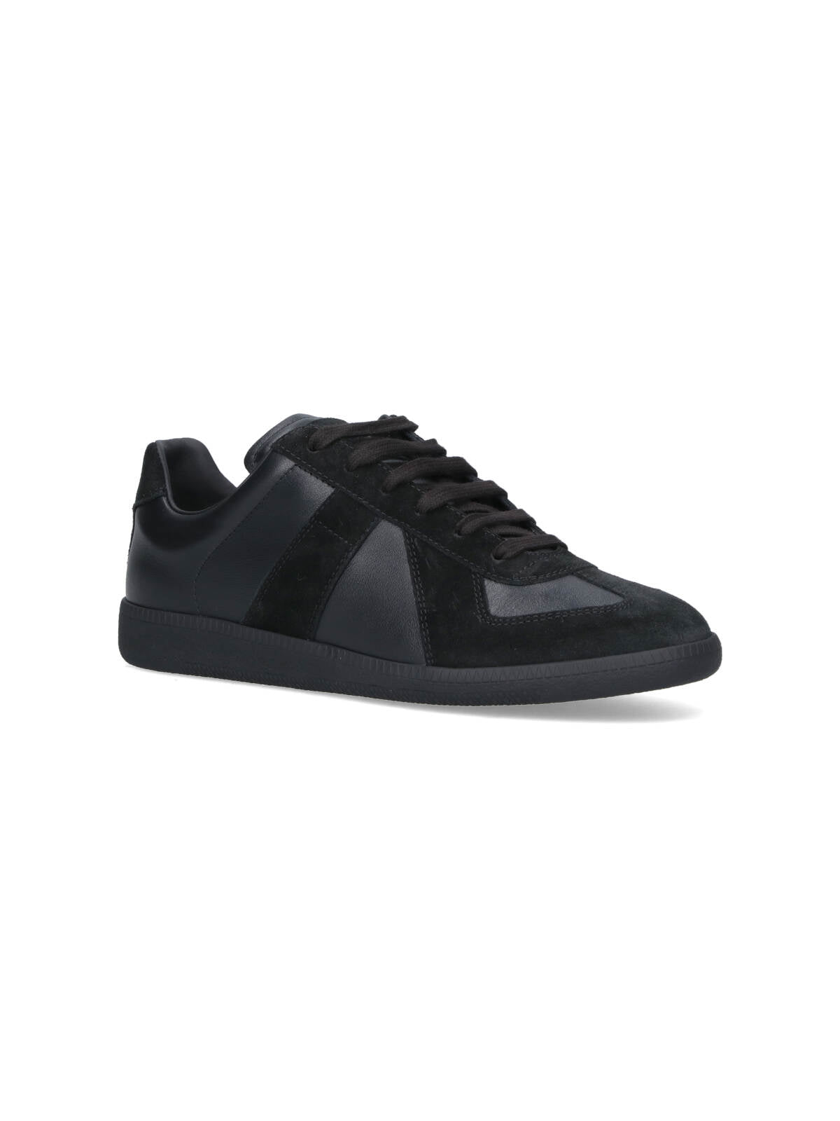 Black Replica Suede Panel Leather Sneakers