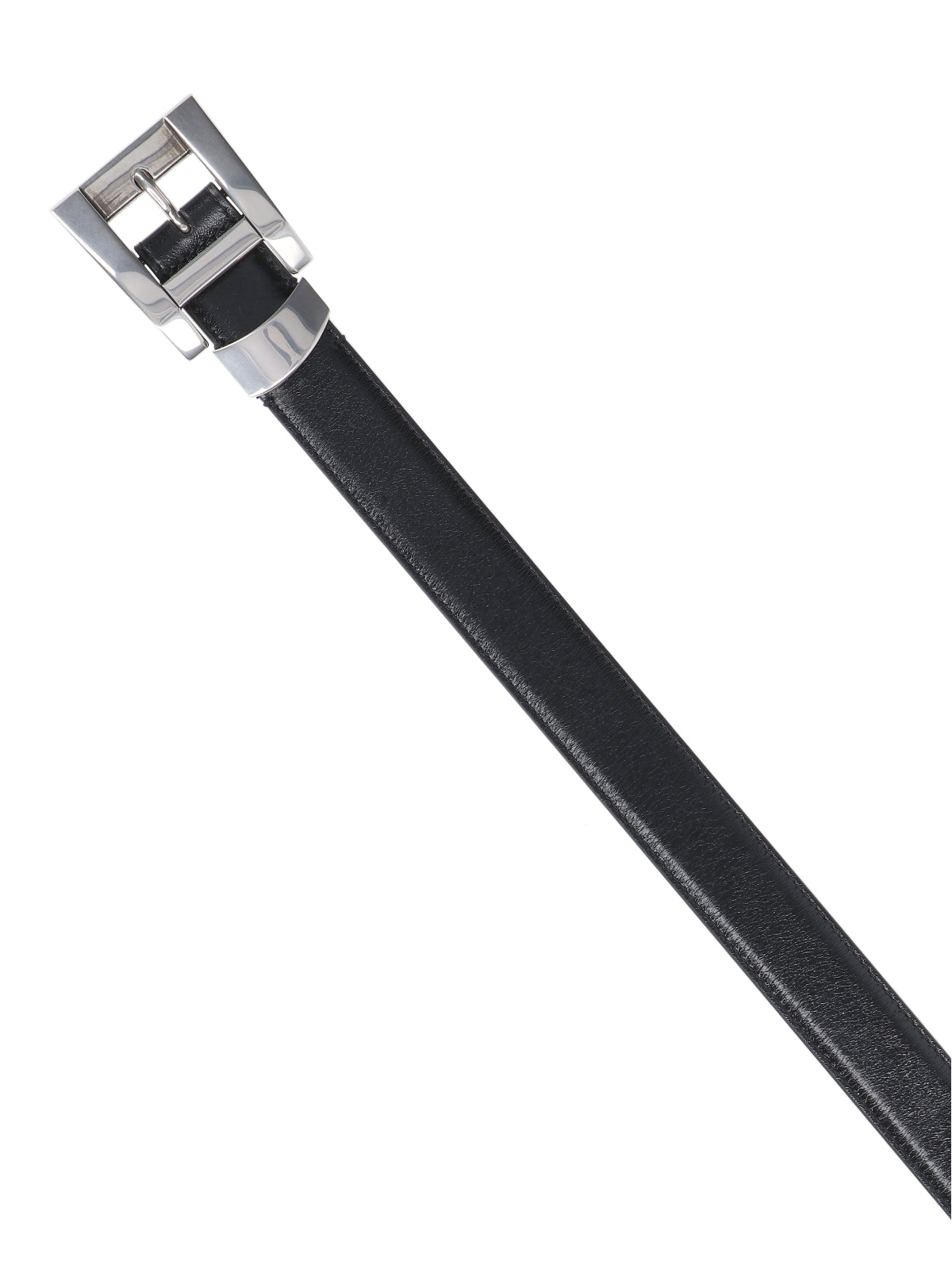 Black Rectangular Buckle Leather Belt