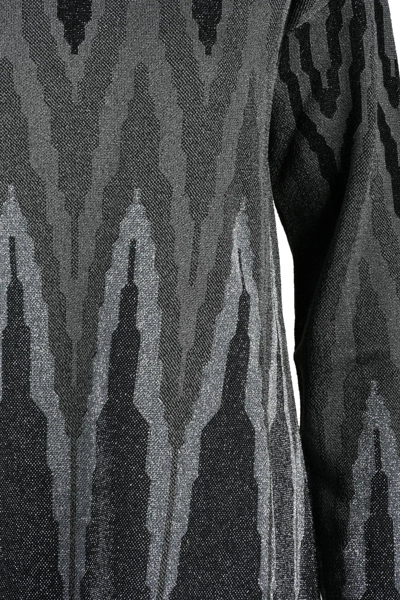 Flared Lamé Knit - Silver/Black