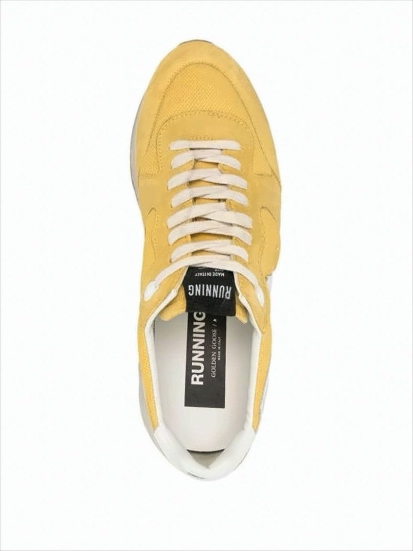 Yellow Suede and Mesh Sneakers