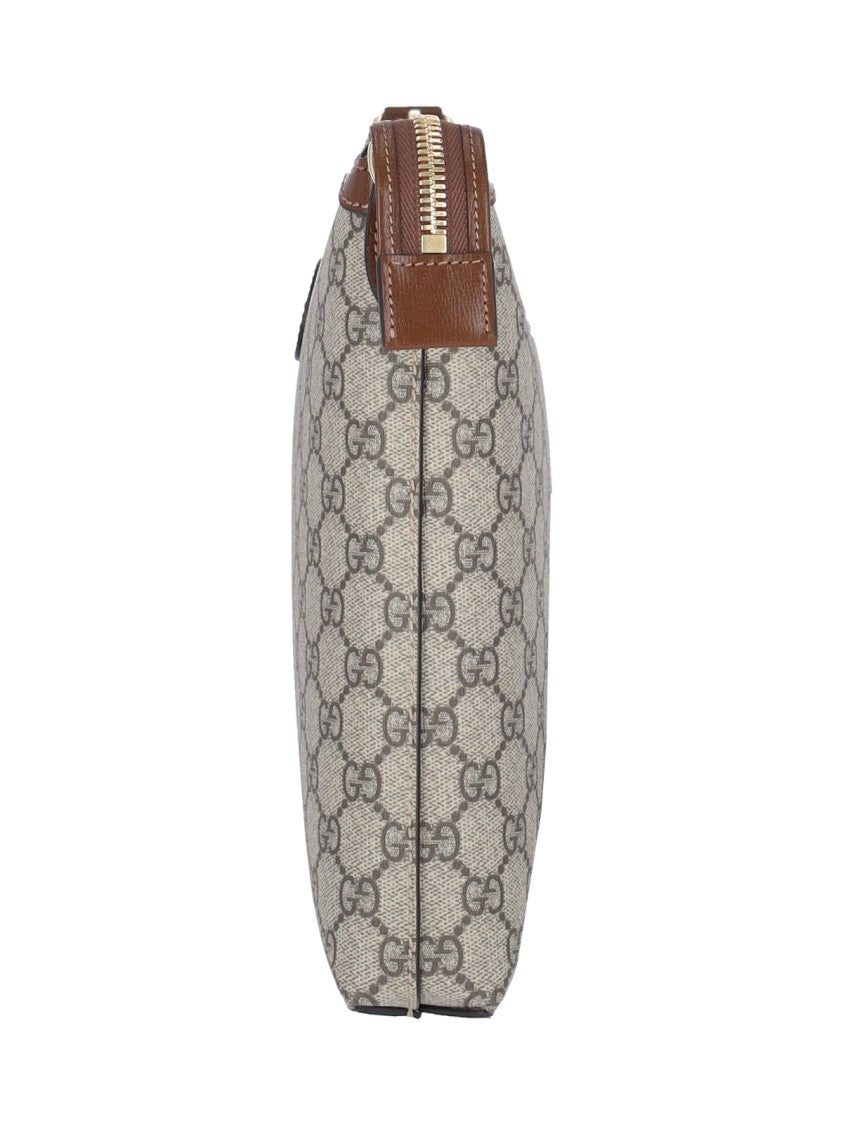 Gucci Jacquard 'Gg Supreme' Shoulder Bag With Leather Accents