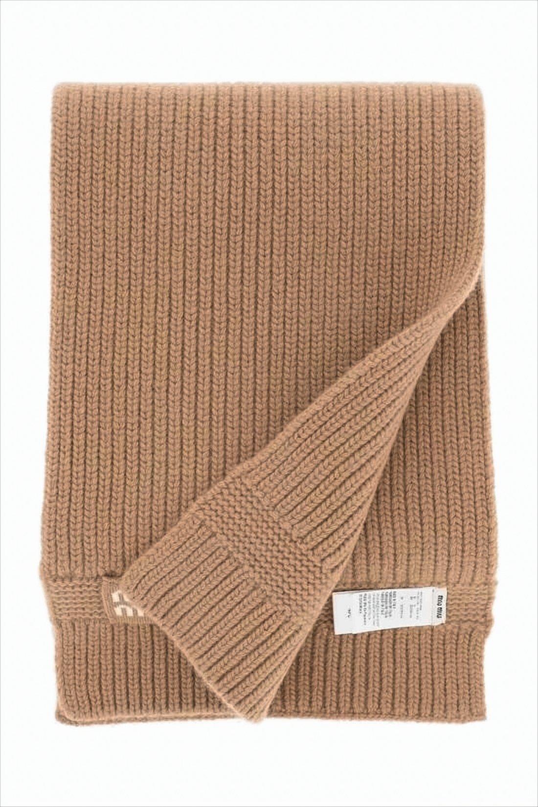 Ribbed Knit Scarf in Warm Neutral Tone