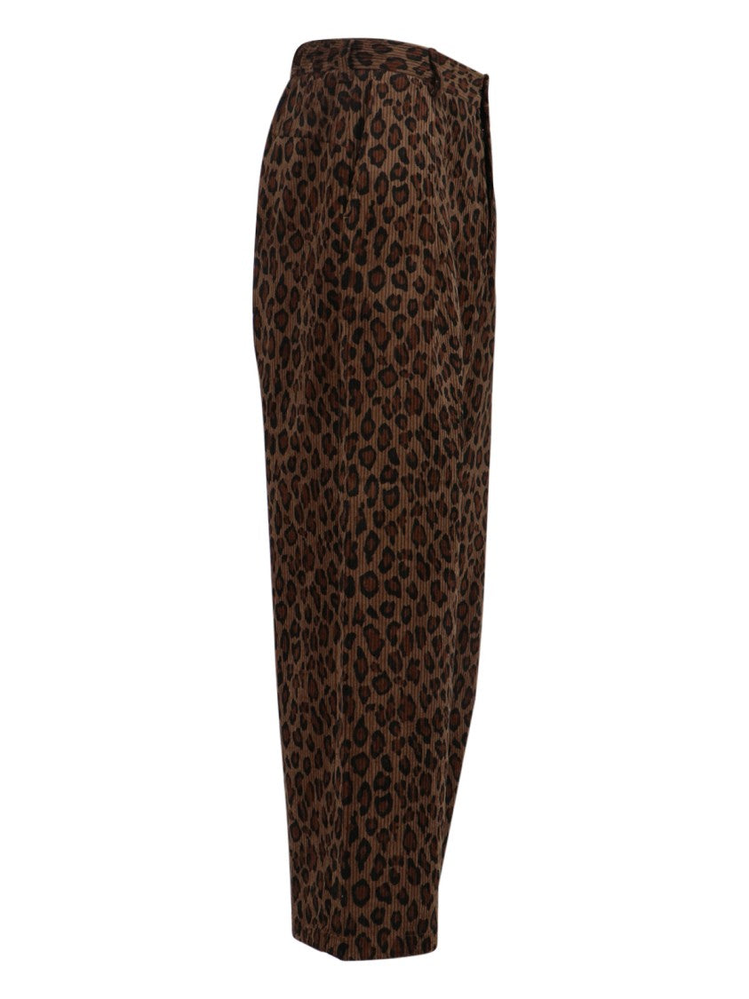 Cropped Trousers With Bold Leopard Print