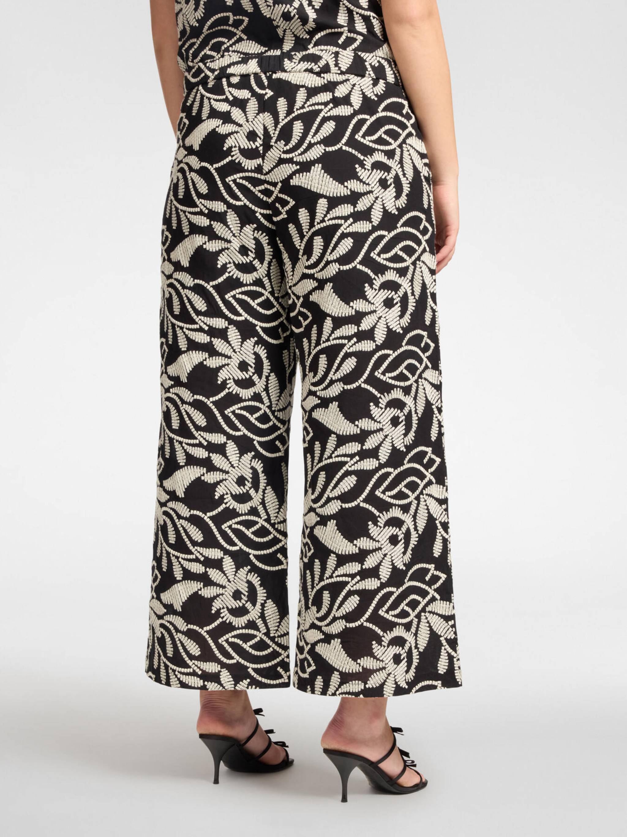 High-Waisted Cropped Wide-Leg Botanical Pants
