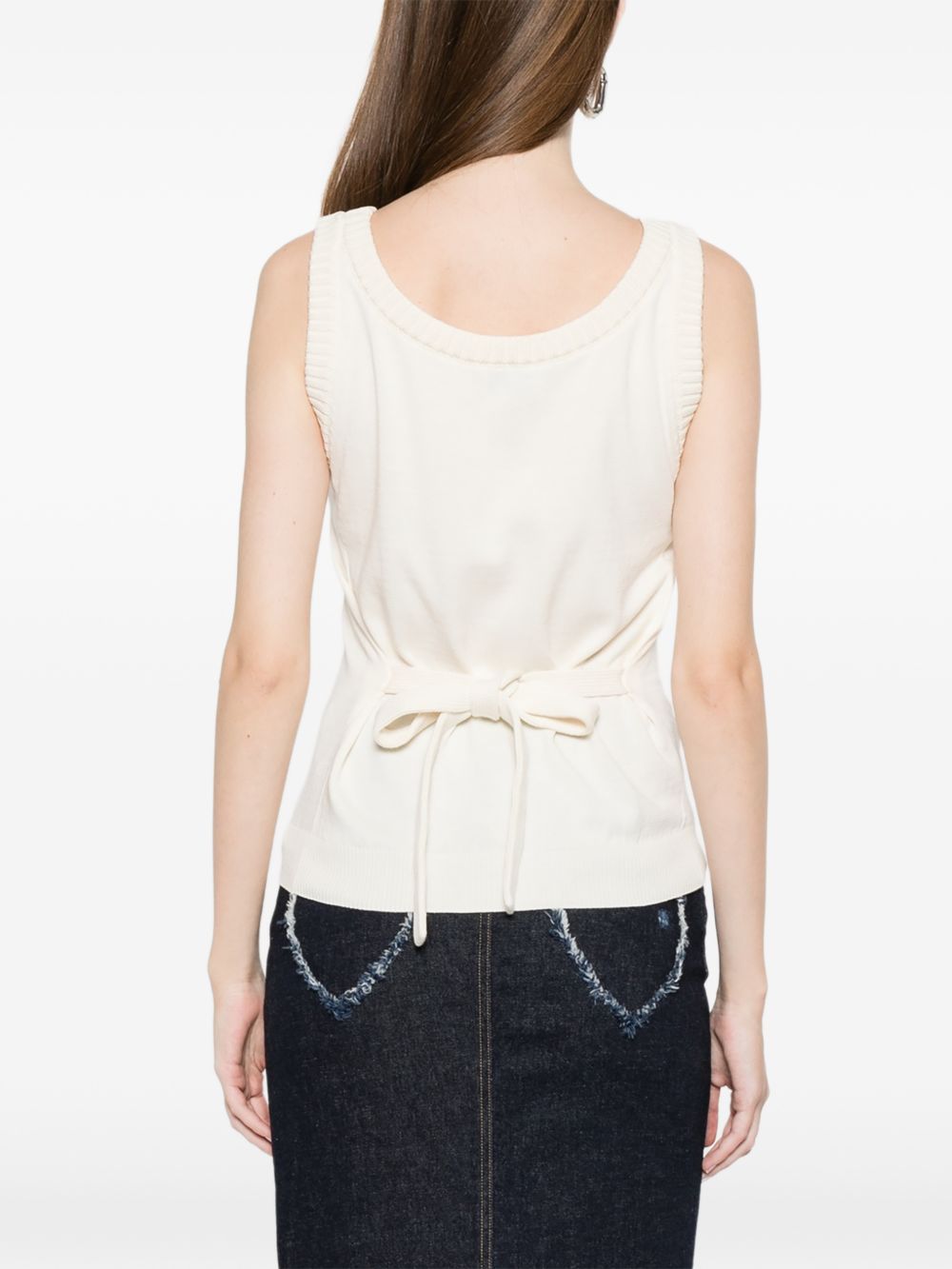 Beige Sleeveless Tie Top