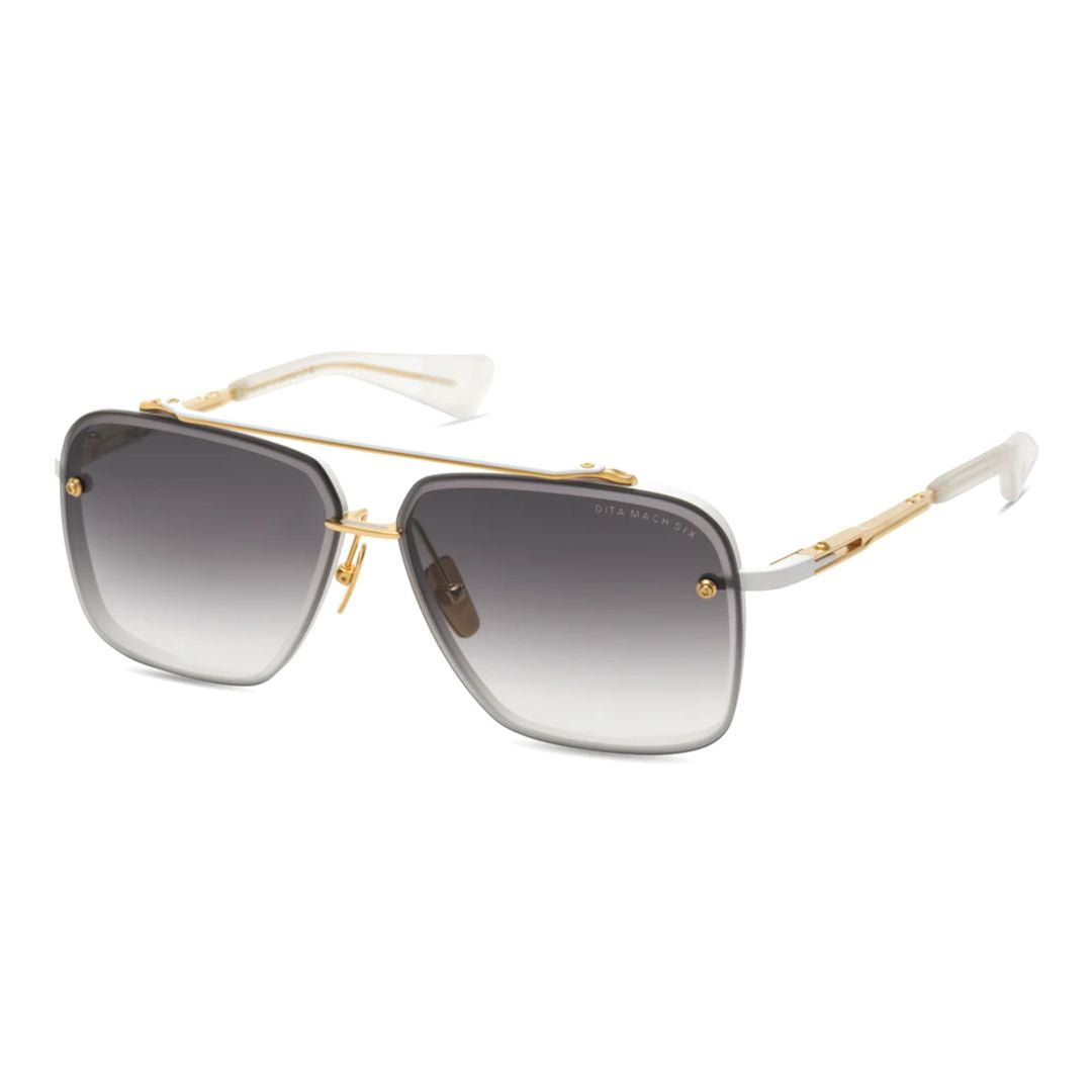 Mach-Six Geometric Square Frame Sunglasses with Gold-tone Accents