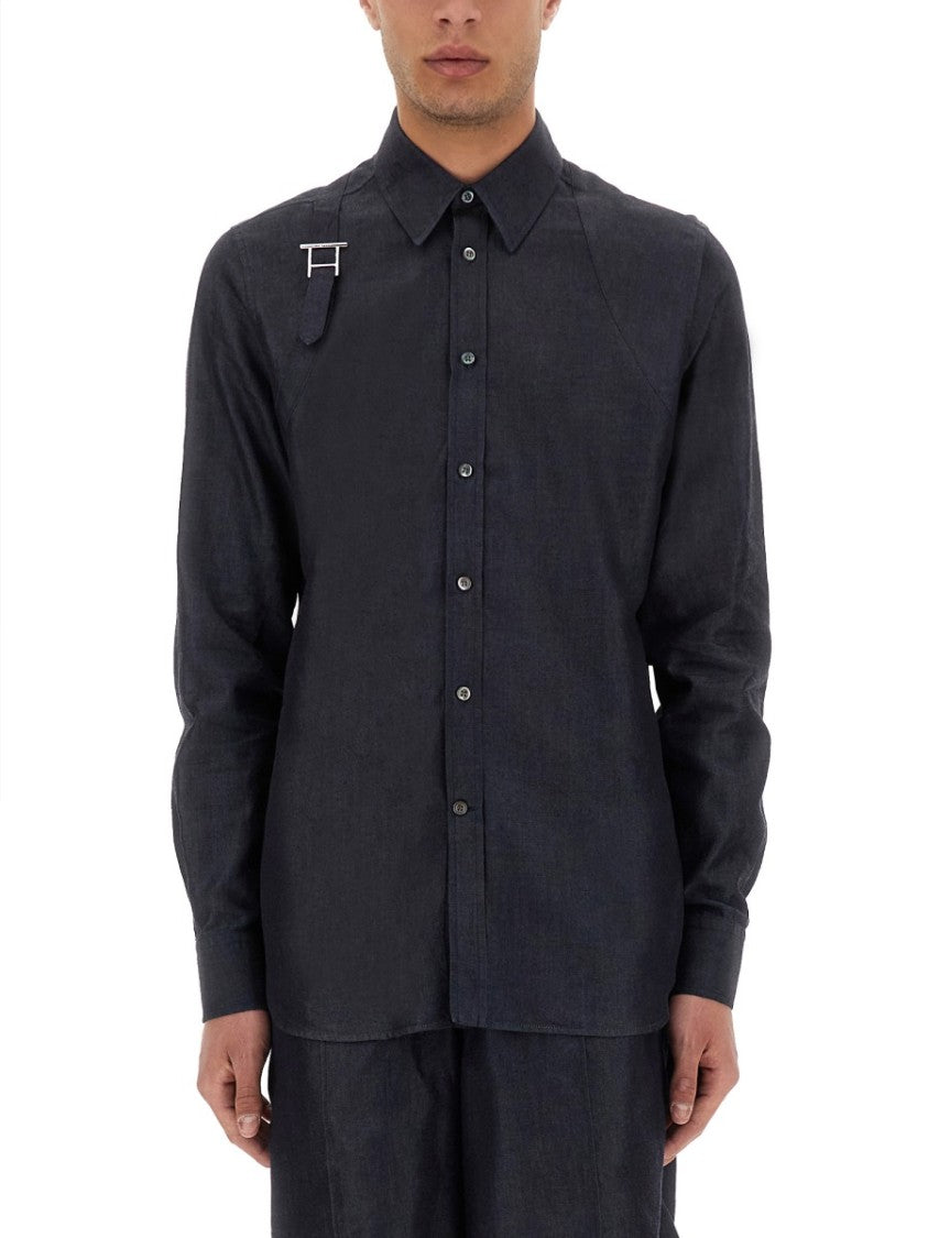 Harness Shirt With Unique T Buckle Detail