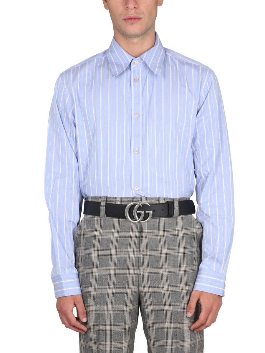 Boxy Shirt with Pointed Collar and Button Closure