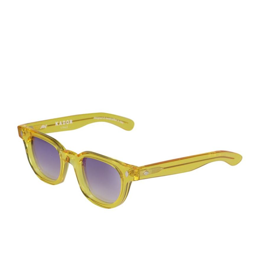 Orbit Translucent Yellow Square Sunglasses with Gradient Purple Lenses