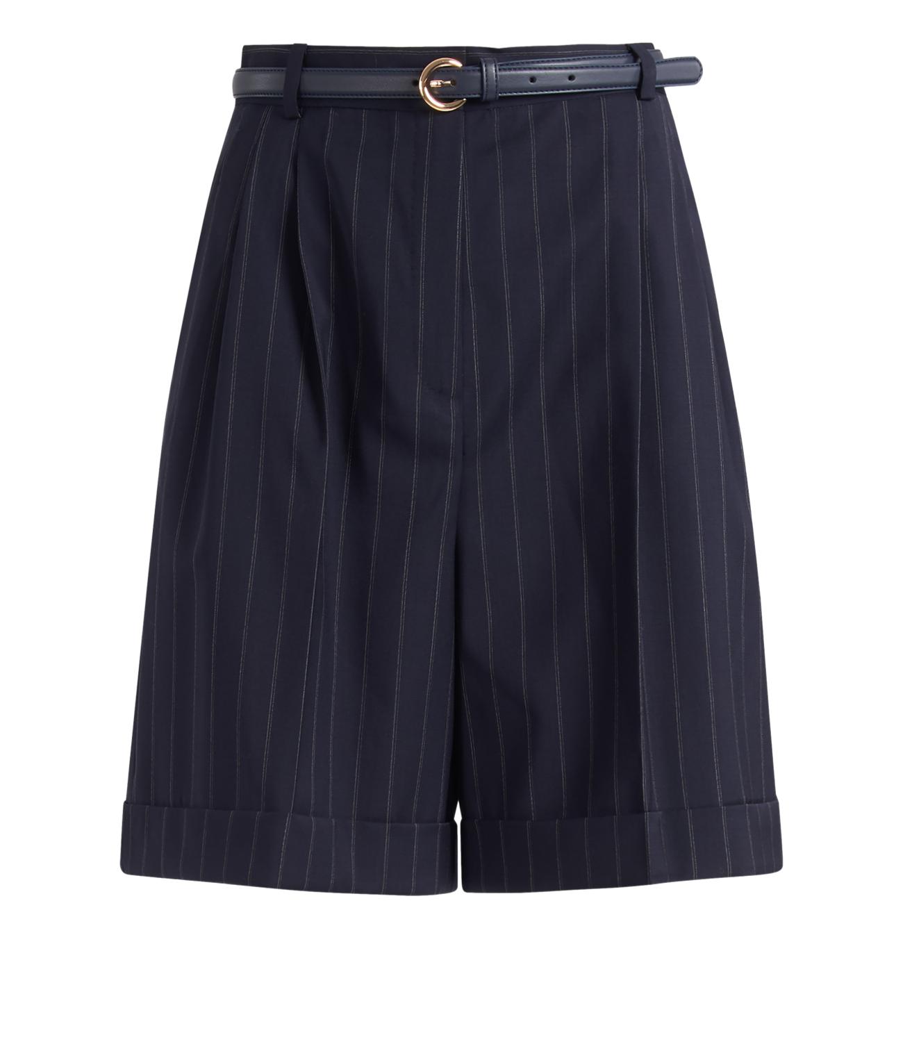 Blue Pinstripe Virgin Wool Shorts