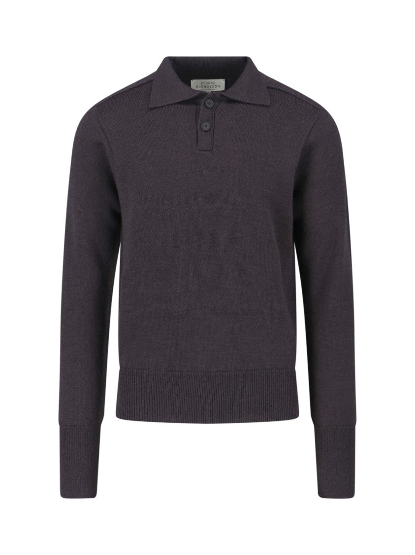 Classic Brown Knit Sweater With Ribbed Cuffs And Hem