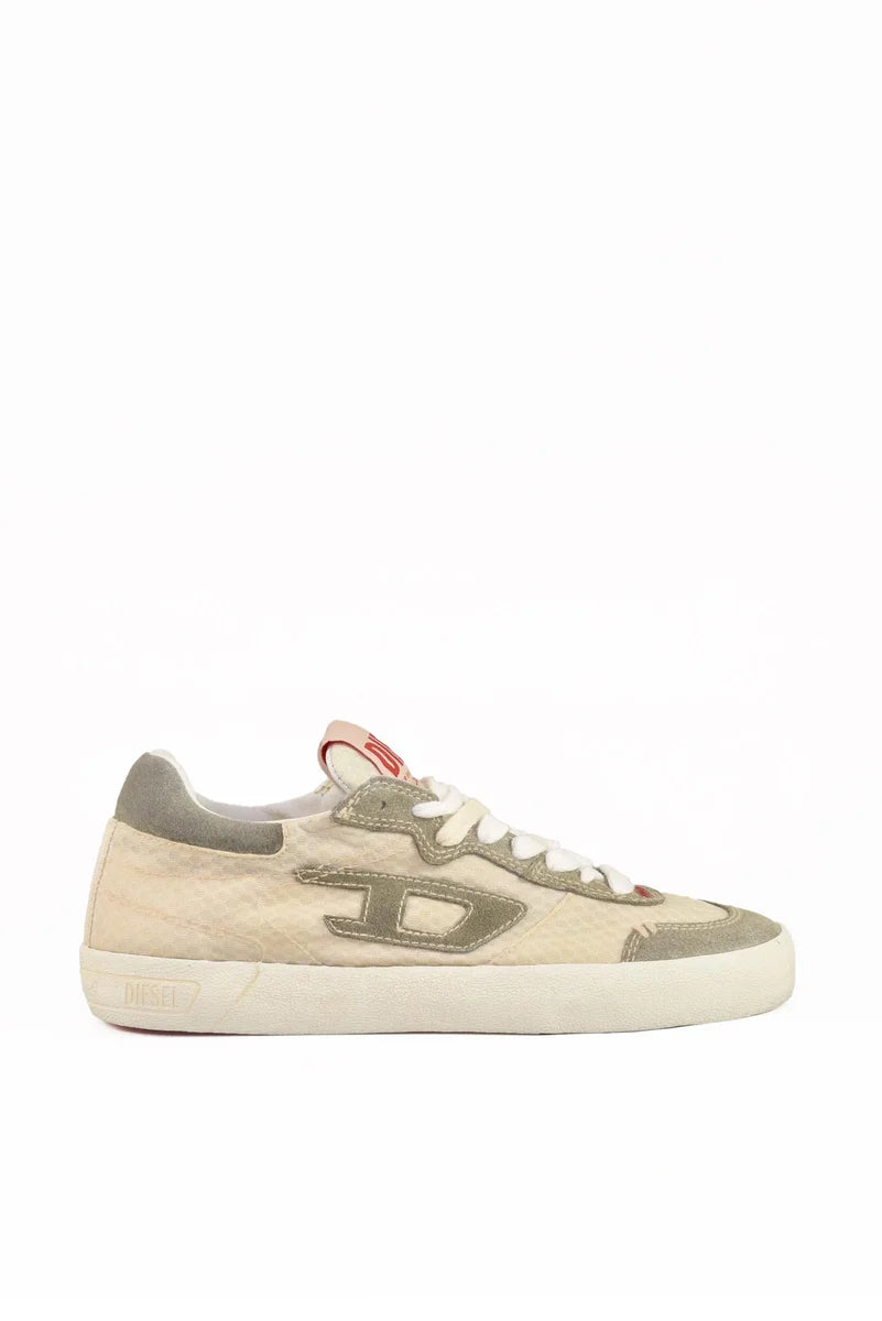 Leather/Fabric Sneakers - Green/Beige