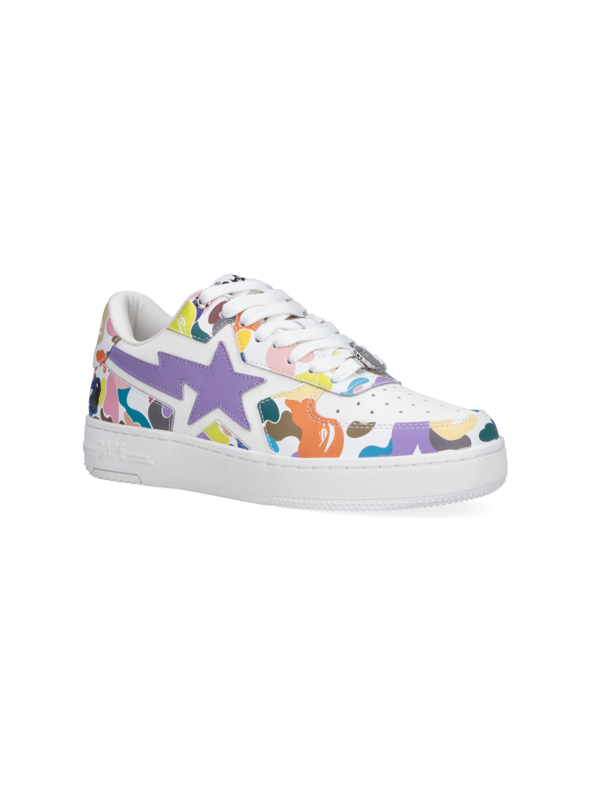 White Multicolor Camouflage Low-Top Star Sneakers