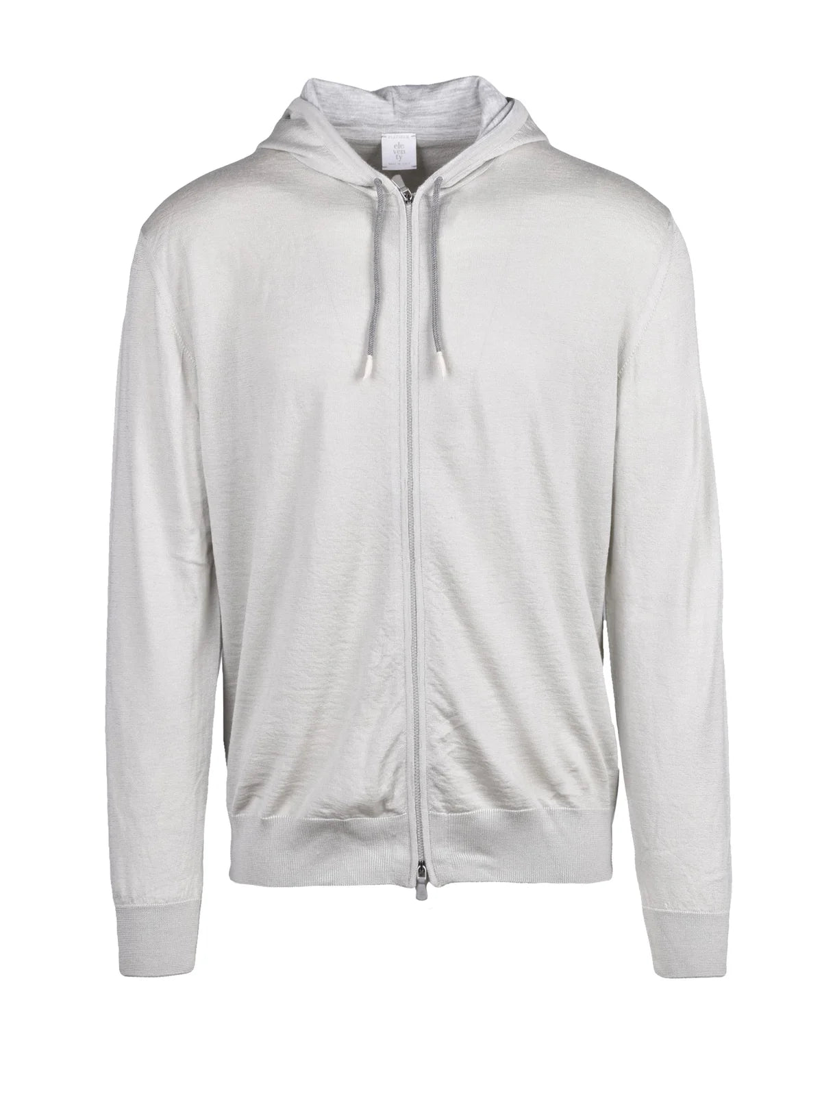 Light Grey Wool Silk Men's Zip Cardigan