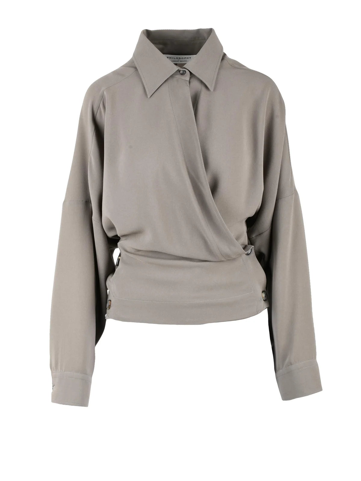 Khaki Triacetate Polyester Women Blouse