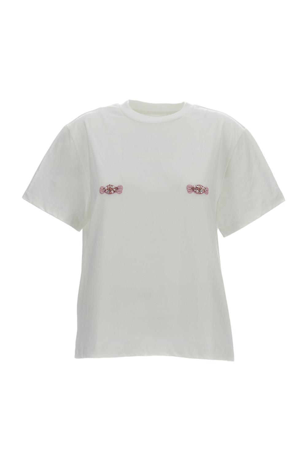 Crystal and Bead-Embellished Boxy White T-Shirt