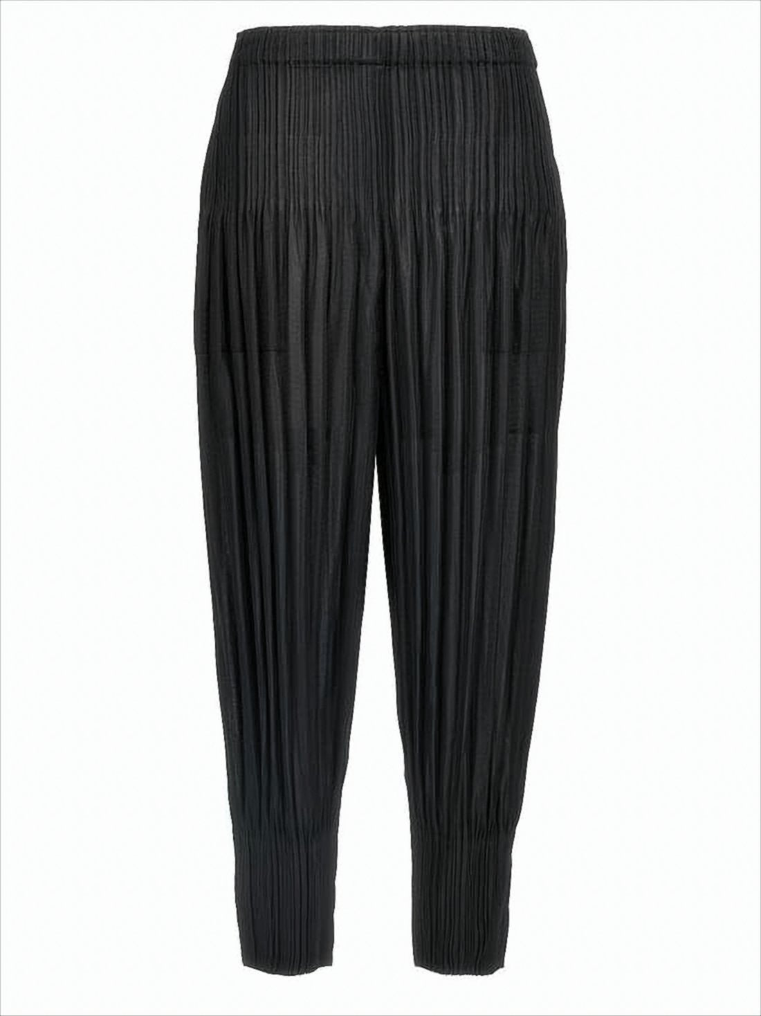 Pleated Design Track Pants with Tapered Cuffs