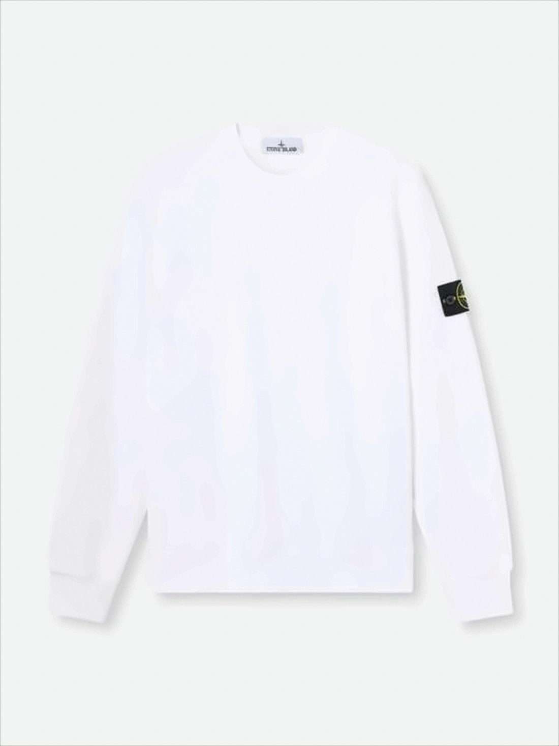 Long-Sleeve White Cotton T-Shirt with Distinctive Patch