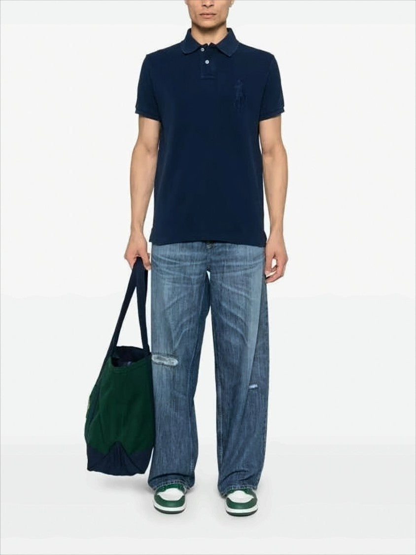 Classic Deep Navy Polo Shirt With Embroidered Logo