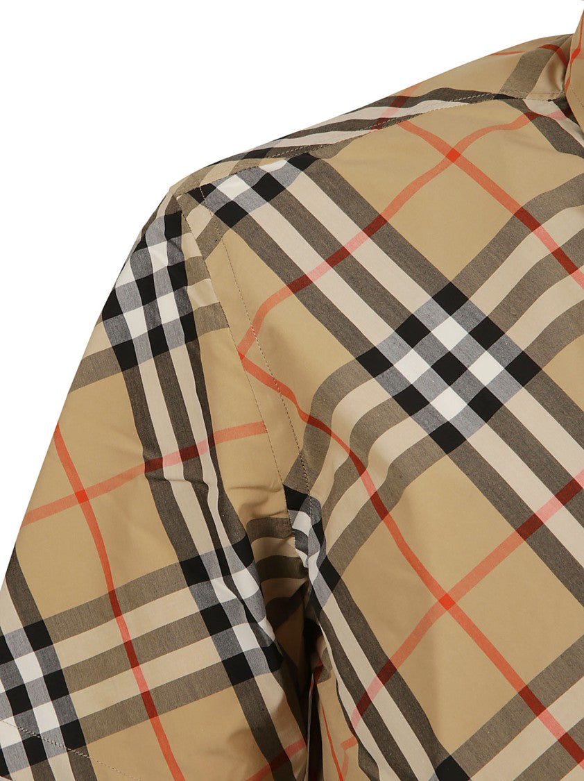 Short-Sleeved Check Shirt With Button-Down Front