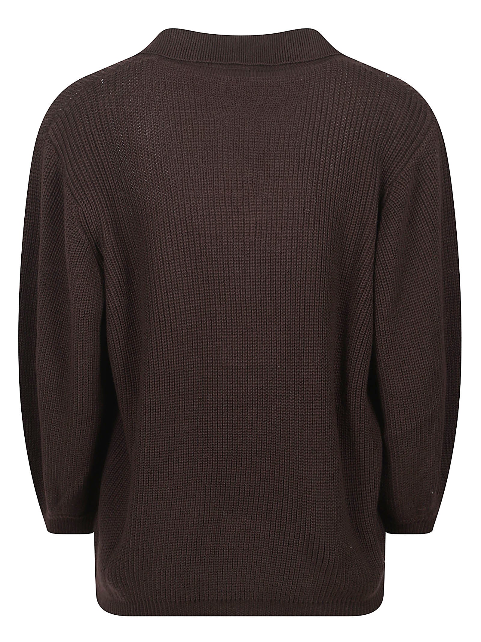 Textured Knit Top with Deep V-Neck