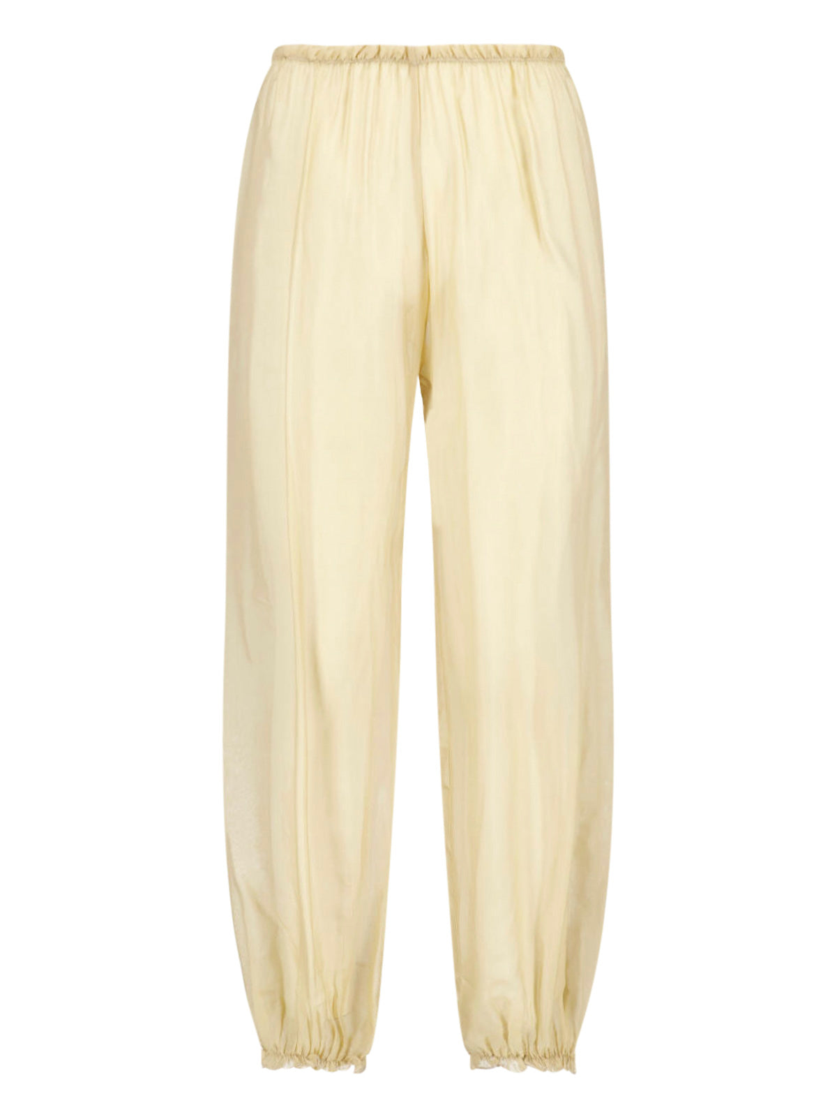 Beige Weza Semi-Transparent Silk Trousers