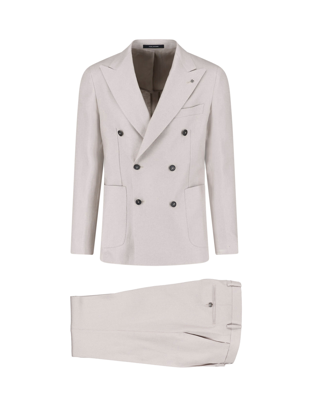 Gray Double-Breasted Linen Suit
