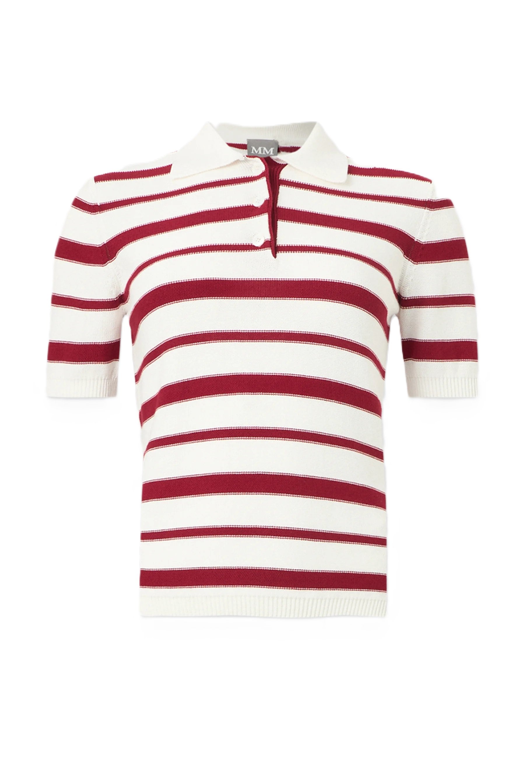 White Red Cotton Blend Sweater