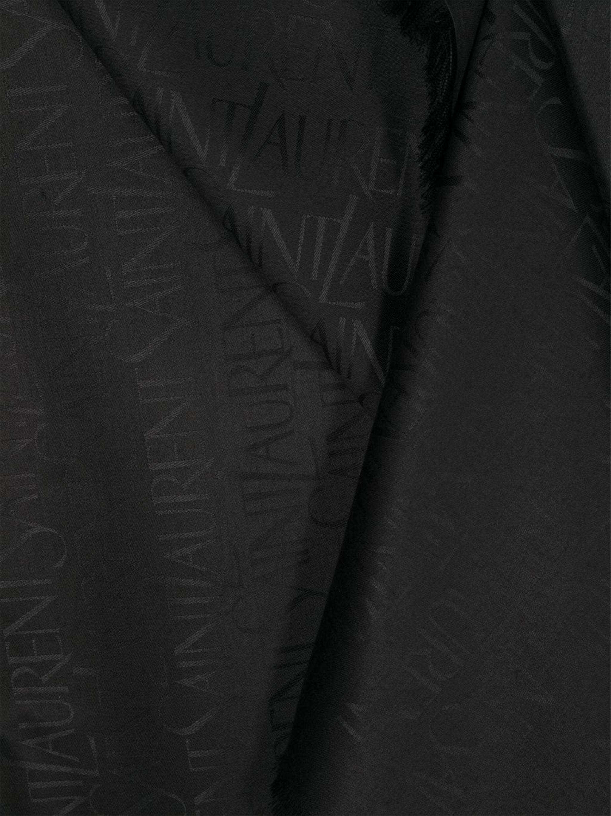 Black Sciarpa Jacquard Silk/Wool Scarf