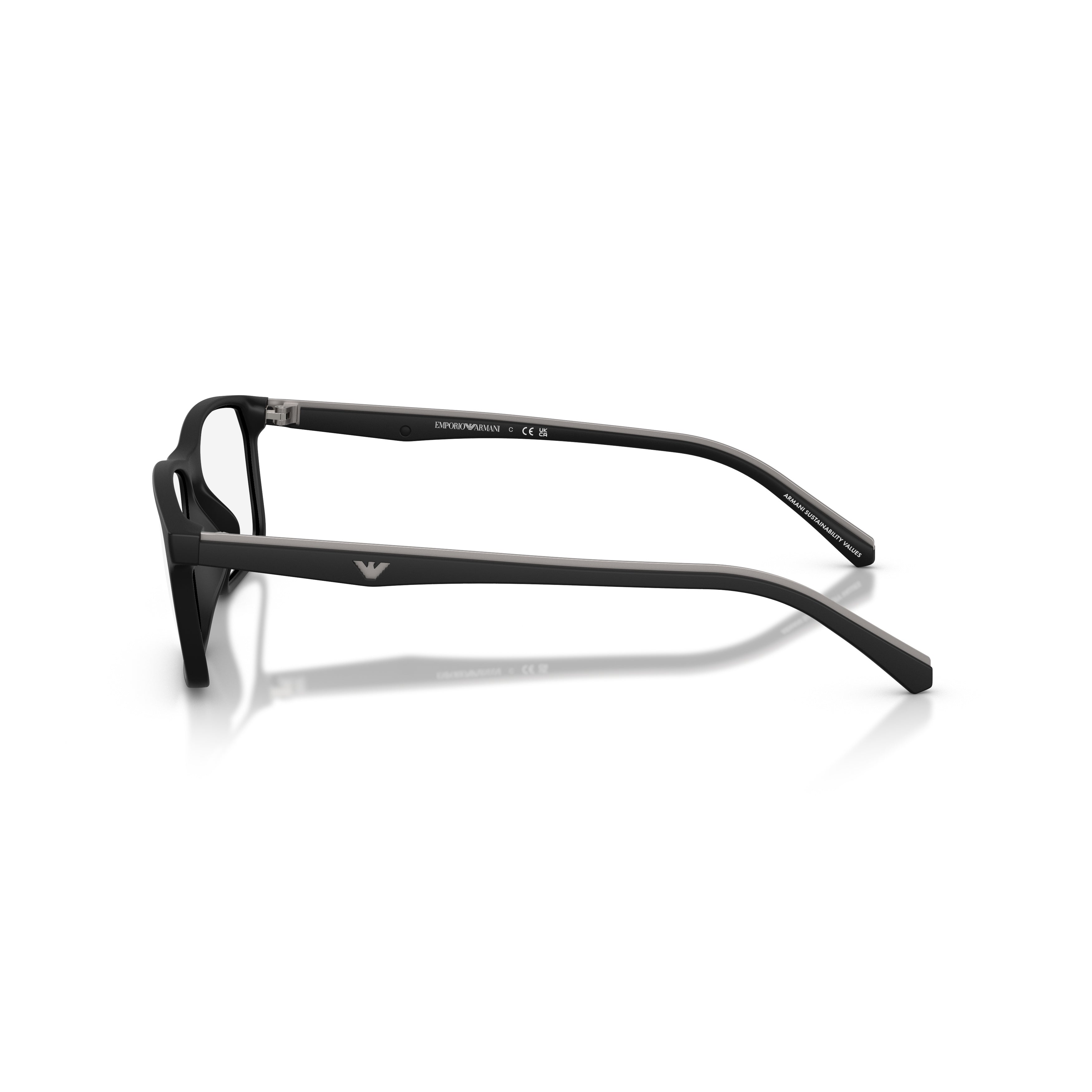 0ea3266u Matte Black Rectangular Eyeglasses with Subtle Logo