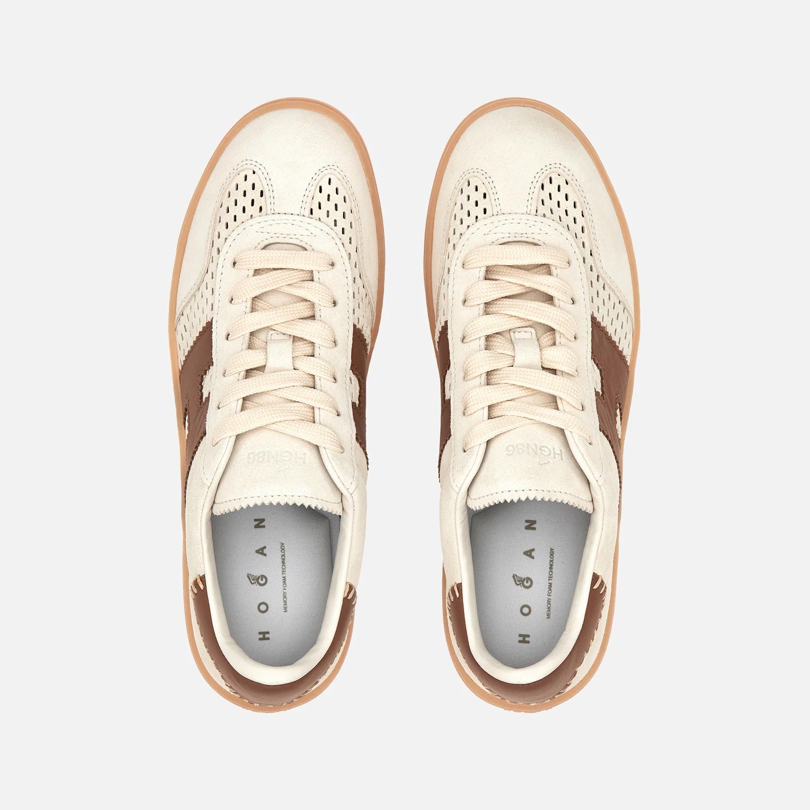 Beige Brown Cool Allacciato Forature Sneakers
