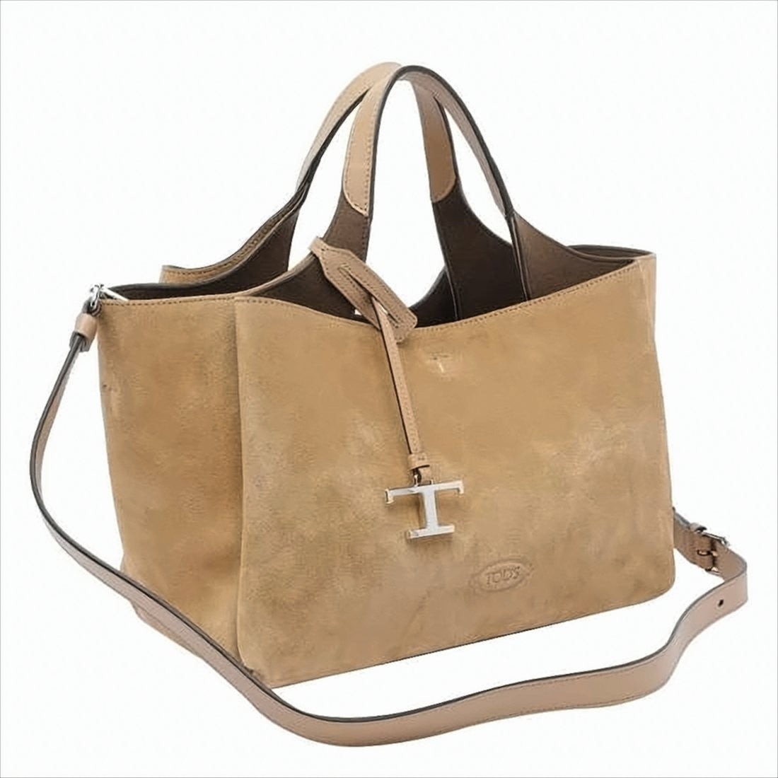 Suede Leather Shoulder Bag with Structured Silhouette