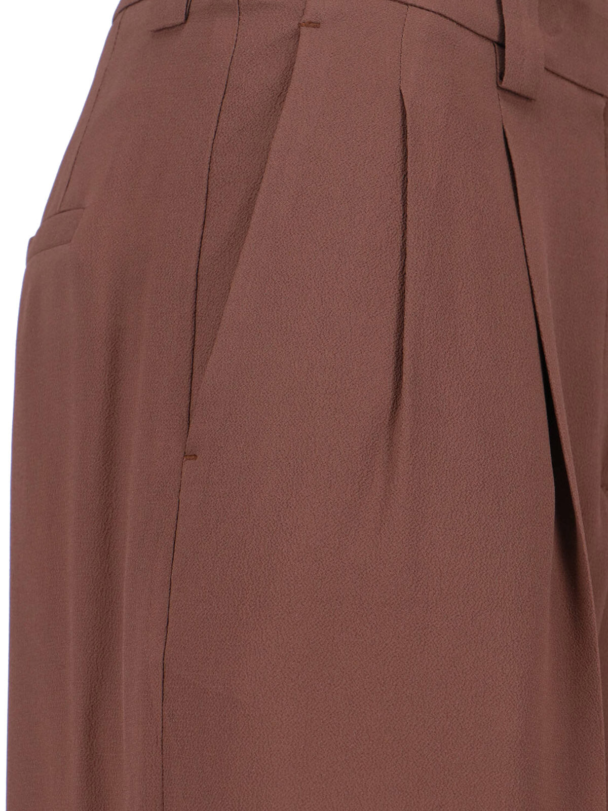 Brown Tailored Silk Blend Pants