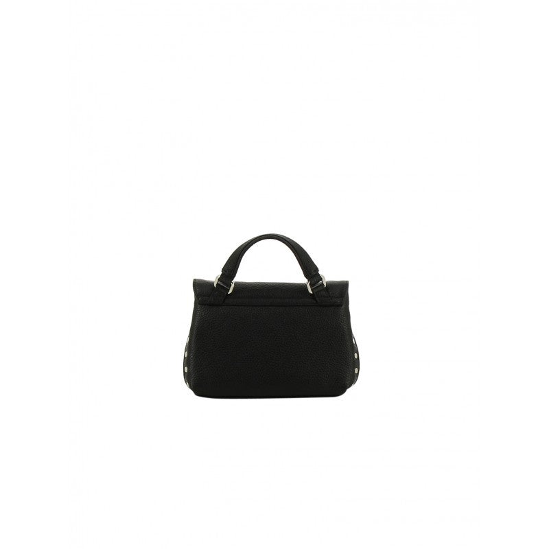 Textured Leather Shoulder Bag With Turn-Lock Closure And Edgy Detailing