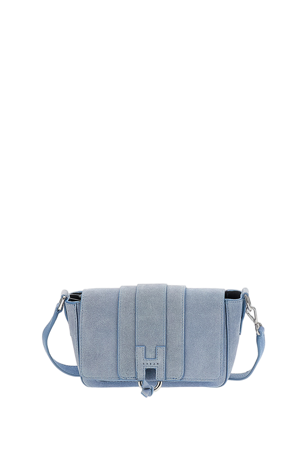 Suede Leather Rectangular Flap Bag With Magnetic Closure