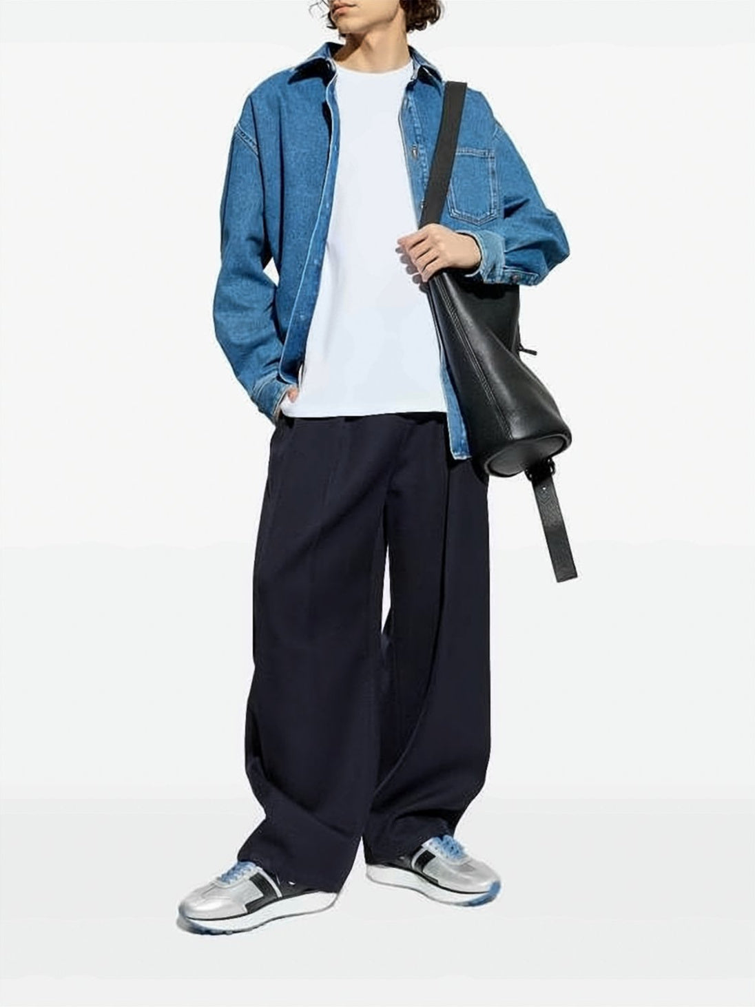 Denim Long-Sleeve Casual Shirt With Embroidered Detail