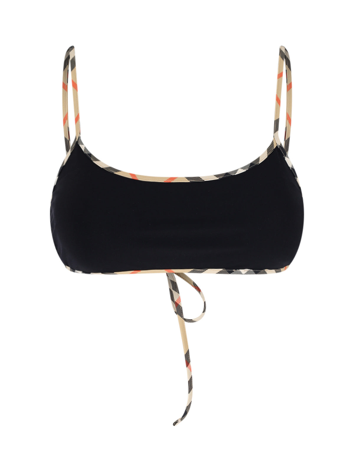 "Check" Swimsuit Top In Black Stretch Fabric