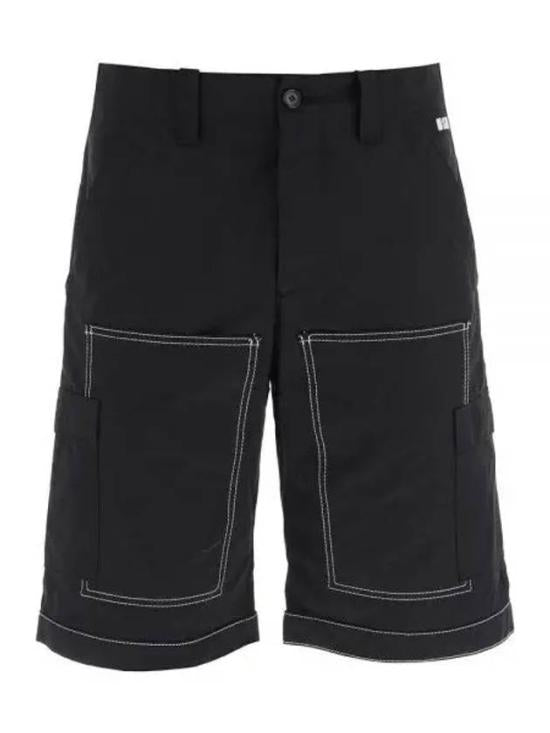 Structured Black Shorts with Contrast Stitching